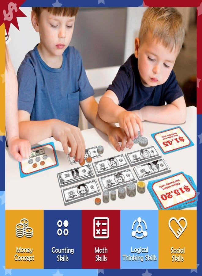 Zazopup Pretend Play Money for Kids for Learning, Math Manipulatives for Toddlers, Math Games for Teaching, Counting, Educational Card Games,Bills and Coins,Kindergartner Classroom,Homeschool Supplies - Image 5